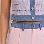 Denim Mixed Fabric Two Piece Pant And Vest Set Size L Photo 2