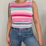 Petite Sophisticate Silk Blend Stretch Striped Sequin Knit Tank Top Sleeveless Photo 2