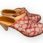 Coach women’s Y2K canvas felicity signature platform mules wooden heels size 9 Photo 0