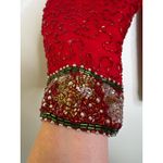 Laurence Kazar Vintage Laurence Kazer Silk beaded red formal cardigan Jacket Coat hoilday large Photo 8