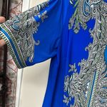 Studio One  NY Paisley Midi Dress Sheath Blue Stretchy Boho Fairy Woman Plus 2X Photo 2