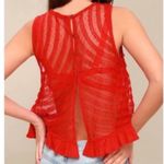 Free People Red She’s A Doll Lace Top Size Large Photo 1
