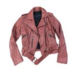 Bagatelle Women's Washed Leather Biker Moto Belted Jacket in Sunset size XS Photo 1