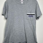 PINK - Victoria's Secret Victoria’s Secret PINK One Pocket Cotton T Shirt Gray Size Large Oversized Comfy Photo 0
