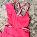 Free People  MOVEMENT‎ Back It Up Onesie Hot Pink NWOT Size S Open Back Athletic Photo 3
