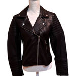 7 For All Mankind Quilted Black Leather Jacket Photo 0