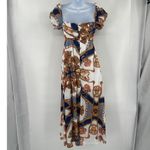 L'atiste by Amy Baroque Chain Maxi Dress Sz S Boho Glam Puff Sleeve Resort Y2K White Photo 6