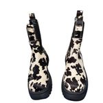 ASOS NEW Faux Cowhide Chelsea Boots - Chunky Lug Sole Y2K SZ-5 Black White Photo 3