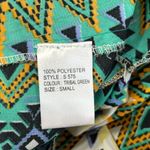 Elan Halter Maxi Dress Tribal Green Zig Zag Peacock Multicolored Dress S 575 Photo 6