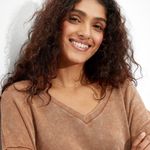 American Eagle  Fleece V-Neck Mineral Wash Sweatshirt Photo 2