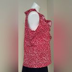 CHAPS  Red & White Floral Print Ruffled V Neck Sleeveless Summer Blouse S… Photo 2