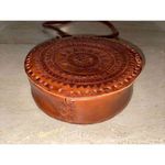 Leather Crossbody Handbag Circular Hand Tooled Handmade‎ Genuine Leather Photo 2