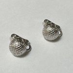 Trifari Crown Small Textured Silver Tone Clip On Earrings Signed Photo 1
