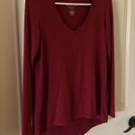 American Eagle  Soft & Sexy Plush Long Sleeve Shirt V-Neck Soft Size Small Red Photo 3
