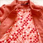 Liza Byrd Jacket Wool Tangerine Orange Blue Trim Bell Sleeve Button Front Small Photo 4