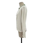Shoshanna Strawberry Embroidered Cardigan White Green Trim Size Large Photo 6