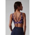 Athleta  Exhale Sports Bra Women size Small Purple Strappy Watercolor Floral Photo 1