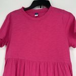 Old Navy Solid Hot Pink Tiered Shirt Dress Short Sleeve Pockets Casual Size S Photo 1