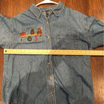 Vintage honors Christmas embroidered denim button up Blue Size M Photo 3