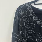 Saint Tropez West  Top Women's 2X Black Embroidered Floral Crew Neck Pullover Photo 1