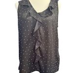 Vince Camuto  Ruffle Front Black Polka Dot Sleeveless Blouse in Size Med Photo 1