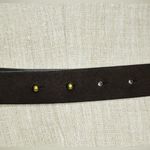 Brown Leather Belt with Gold Hammered Metal Bar 34” Photo 8