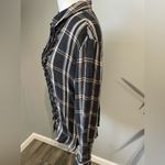 Anthropologie  Pilcro Ruffled Buttondown Shirt in a black, cream, and pink plaid Photo 4