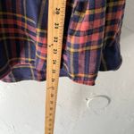 Old Navy  Boyfriend‎ Flannel Shirt M Plaid Navy Red Yellow 100% Cotton Photo 6