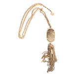 Kendra Scott Rose Gold Scott Rayne Tassel Necklace Mother of Pearl MOP 32" Chain Photo 3
