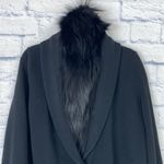 Theory black wool fox collar long sweater cardigan jacket large Photo 1