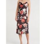 Bebe  printed satin bias midi dress black floral Photo 4
