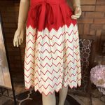 VINTAGE 1960'S KIM KORY ORIGINALS RED & CREAM ZIG ZAG PATTERN SHEATH DRESS (S) Photo 5
