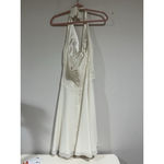 Womans Philip DeCaprio White With Gold Stripe Halter Fit N Flare Midi Dress 4 Photo 1