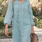 Sundance  pale blue eyelet tie neck M boho peasant dress Photo 0