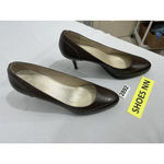 Talbots Womans  Size 8 B Brown Leather Platform Pumps Alligator Embossed Photo 1