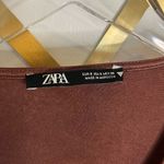 ZARA  Slinky Ruched Front Long Sleeve Crop Top Brown Small Photo 1