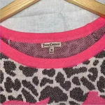Juicy Couture  Womens M Metallic Leopard Print Pullover Sweater Pink Logo Gray Photo 5