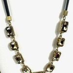Stella & Dot Reese Sparkle Rhinestone Gold Tone Necklace Leather Tie Adjustable Photo 0