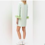 SLEEPER Party Shirt Dress w/Ostrich Feathers Mint Green Size XS NWT Satin Mini Photo 8