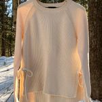 J.Crew  Creamy Ivory Crew Neck Side Tie Chunky Knit Sweater Photo 0