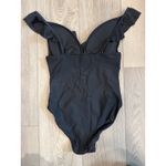 J.Crew Ruffle Girly Minimalist UPF 50+ One Piece Swimsuit Flattering Black XS Photo 2