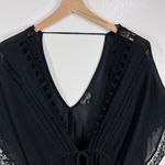 Topshop  Black Crochet‎ Lace Trim Kaftan Swim Cover Up Beach Resort Wear Medium Photo 7