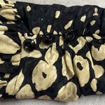 Tuleh Black Gold Animal Leopard Print 100% Silk High Neck Blouson Midi Dress XS Photo 7