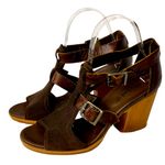 Timberland  Sandals Strafford Block Wooden Heels Open Toe Suede Leather Brown 8.5 Photo 0