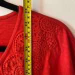 Chico's  Red Lace V-neck 100% Cotton Short Sleeve Shirt Basic Women's size 3 / XL Photo 7