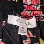 Active USA Romper Off Shoulder Small Black Floral Elastic Waist Tie Front Photo 1