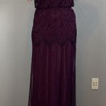 Adrianna Papell Cassis Sequin Beaded Maxi Gown Dress Size 10 Plum Purple Gatsby Photo 0