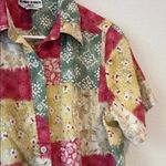 Alfred Dunner Petite 12P Colorful Patchwork Short Sleeve linen blend Shirt Photo 2