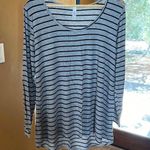 LuLaRoe  Lynnae Gray Black Stripe Long Sleeve Shirt Size XL Photo 0
