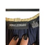 Nina Leonard Navy Blue Gold Trim Sleeveless Chic Swing Dress Women Sz M Photo 7